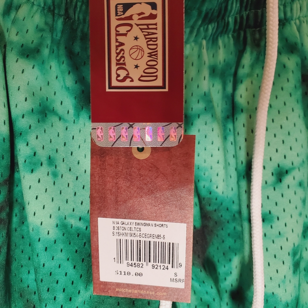 Mitchell & Ness Boston Celtics Shorts NBA Galaxy Swingman Green Multiple Sizes - Picture 10 of 16